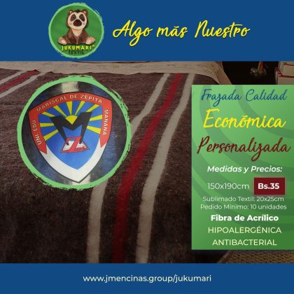 FRAZADA CALIDAD ECONÓMICA PERSONALIZADA